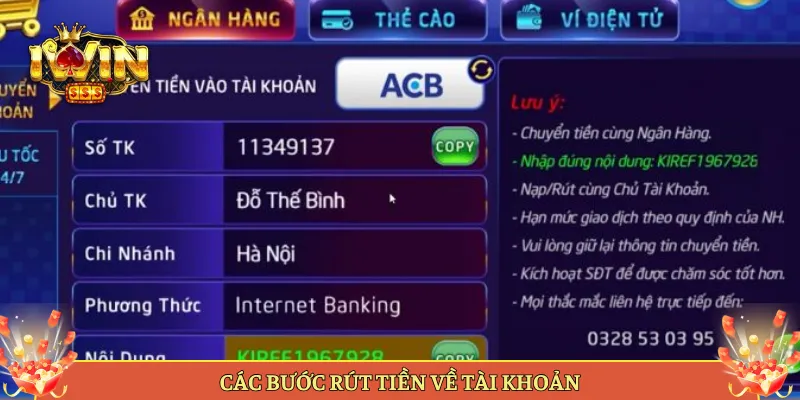 Các Bước Rút Tiền Về Tài Khoản